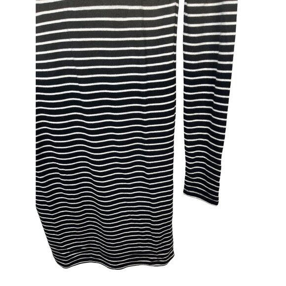 ATM Anthony Thomas Melillo Small Midi Dress Black Brown Cream Stripe Long Sleeve - Picture 6 of 11